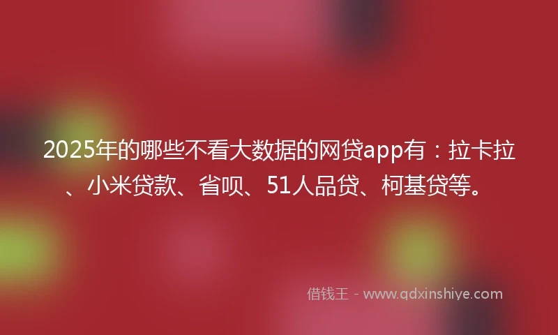 2025年的哪些不看大数据的网贷app有：拉卡拉、小米贷款、省呗、51人品贷、柯基贷等。