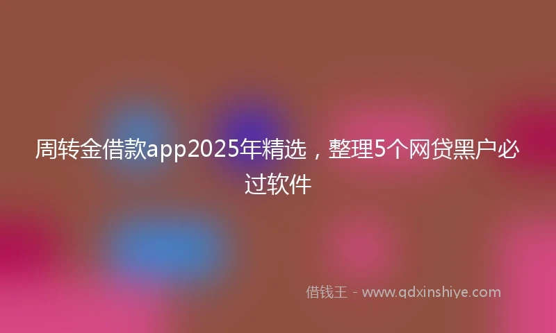 周转金借款app2025年精选，整理5个网贷黑户必过软件