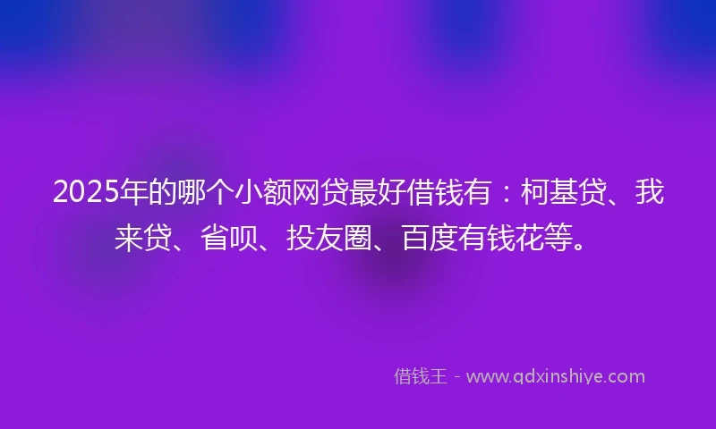 2025年的哪个小额网贷最好借钱有：柯基贷、我来贷、省呗、投友圈、百度有钱花等。