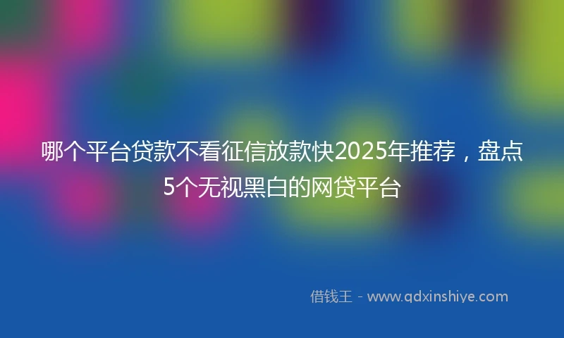 哪个平台贷款不看征信放款快2025年推荐，盘点5个无视黑白的网贷平台