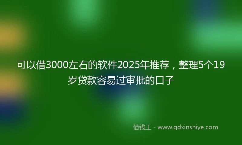 可以借3000左右的软件2025年推荐，整理5个19岁贷款容易过审批的口子