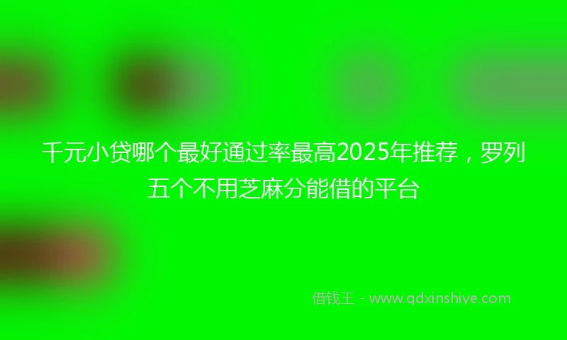 千元小贷哪个最好通过率最高2025年推荐，罗列五个不用芝麻分能借的平台