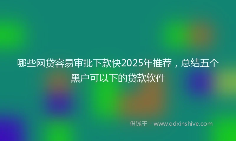 哪些网贷容易审批下款快2025年推荐，总结五个黑户可以下的贷款软件