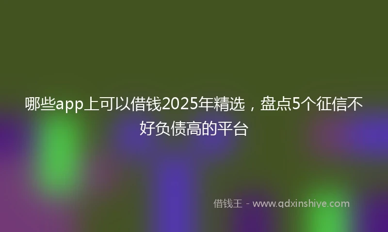 哪些app上可以借钱2025年精选，盘点5个征信不好负债高的平台