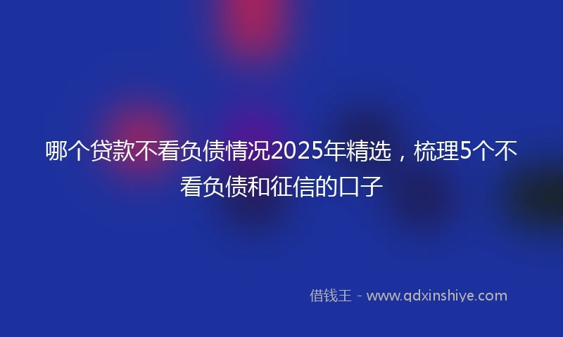 哪个贷款不看负债情况2025年精选，梳理5个不看负债和征信的口子
