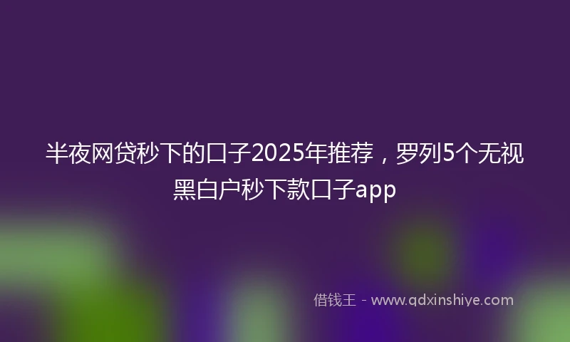 半夜网贷秒下的口子2025年推荐，罗列5个无视黑白户秒下款口子app