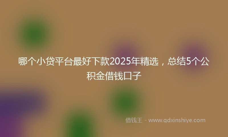 哪个小贷平台最好下款2025年精选，总结5个公积金借钱口子