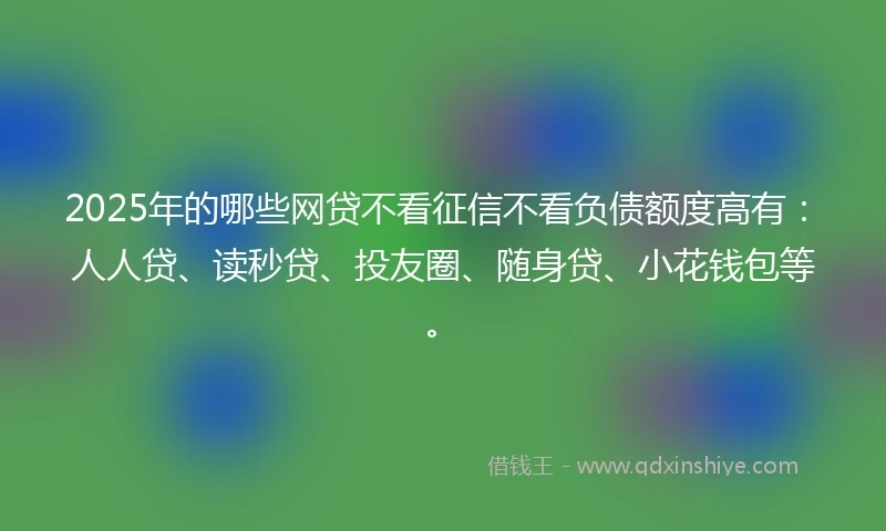 2025年的哪些网贷不看征信不看负债额度高有：人人贷、读秒贷、投友圈、随身贷、小花钱包等。