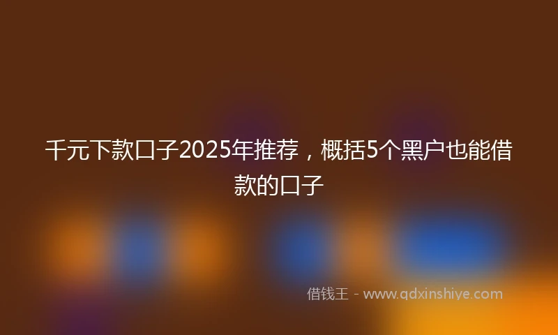 千元下款口子2025年推荐，概括5个黑户也能借款的口子
