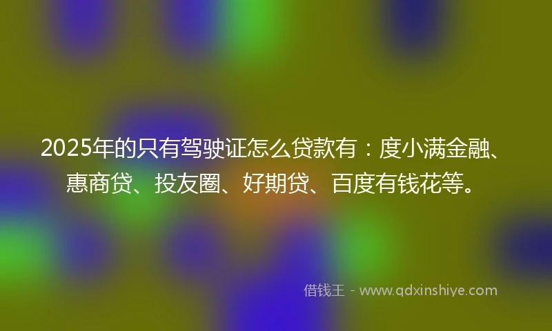 2025年的只有驾驶证怎么贷款有：度小满金融、惠商贷、投友圈、好期贷、百度有钱花等。