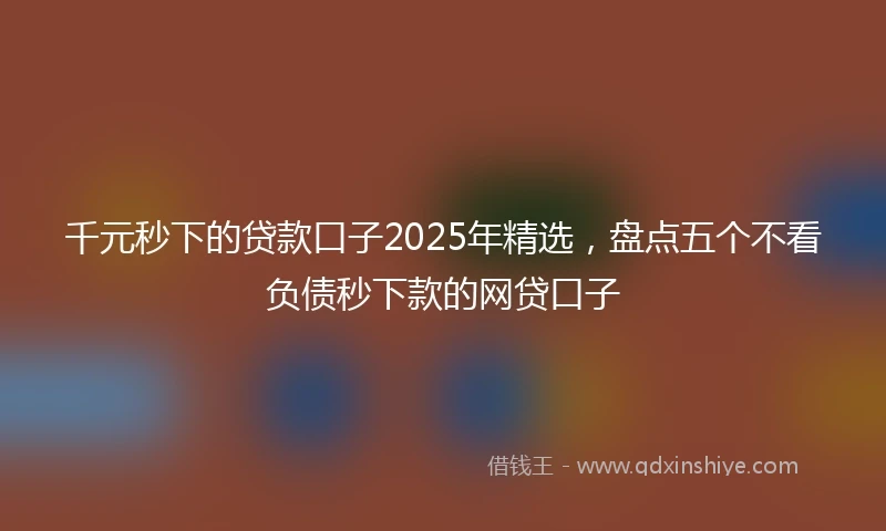 千元秒下的贷款口子2025年精选，盘点五个不看负债秒下款的网贷口子