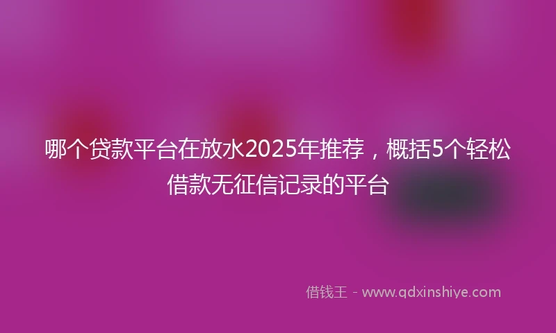哪个贷款平台在放水2025年推荐，概括5个轻松借款无征信记录的平台