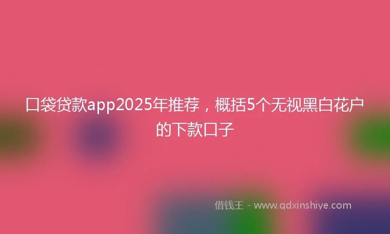 口袋贷款app2025年推荐，概括5个无视黑白花户的下款口子