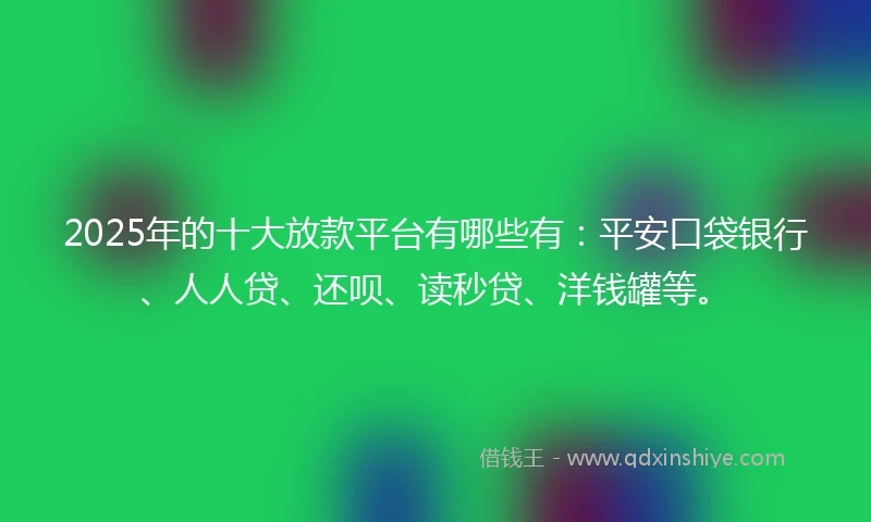 2025年的十大放款平台有哪些有：平安口袋银行、人人贷、还呗、读秒贷、洋钱罐等。