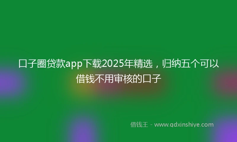 口子圈贷款app下载2025年精选，归纳五个可以借钱不用审核的口子