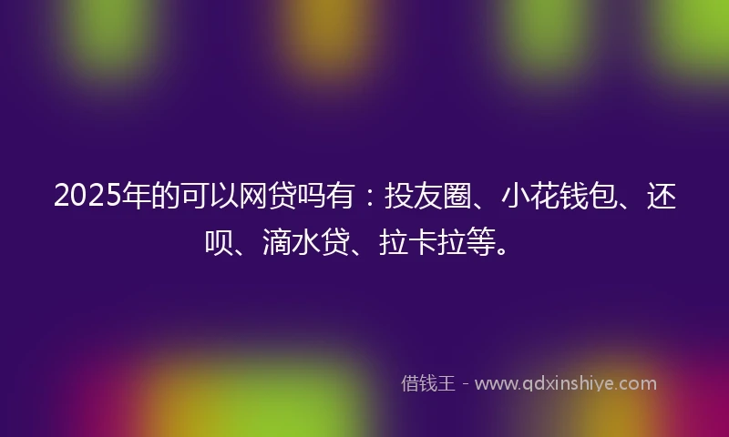 2025年的可以网贷吗有：投友圈、小花钱包、还呗、滴水贷、拉卡拉等。