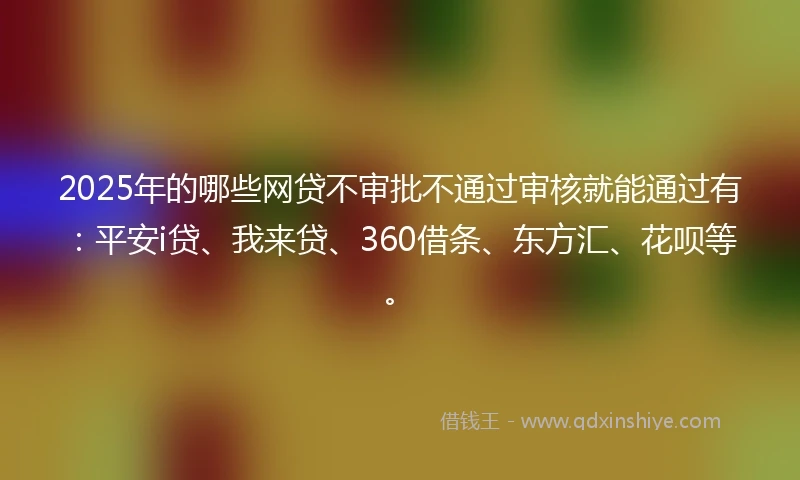 2025年的哪些网贷不审批不通过审核就能通过有：平安i贷、我来贷、360借条、东方汇、花呗等。