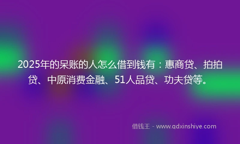 2025年的呆账的人怎么借到钱有：惠商贷、拍拍贷、中原消费金融、51人品贷、功夫贷等。