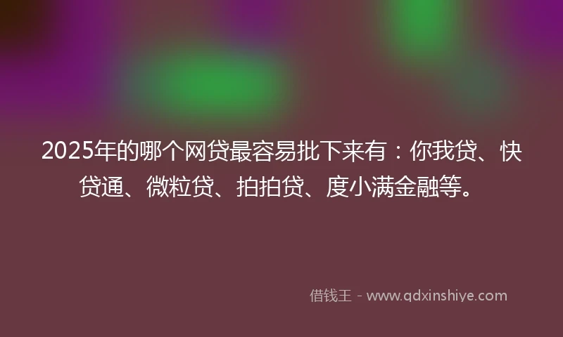 2025年的哪个网贷最容易批下来有：你我贷、快贷通、微粒贷、拍拍贷、度小满金融等。