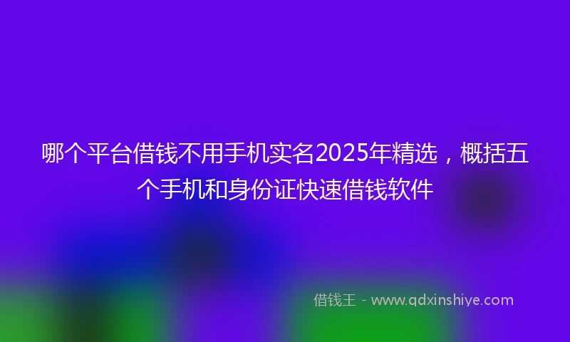 哪个平台借钱不用手机实名2025年精选，概括五个手机和身份证快速借钱软件