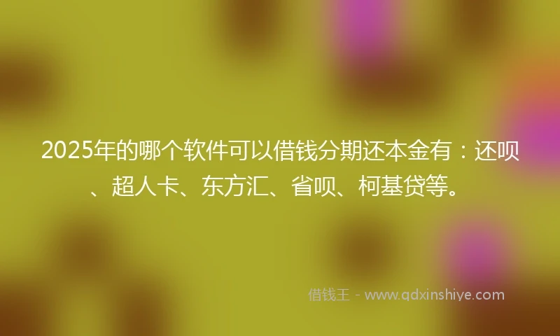 2025年的哪个软件可以借钱分期还本金有：还呗、超人卡、东方汇、省呗、柯基贷等。