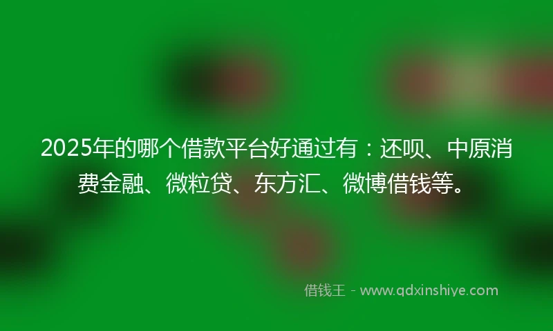 2025年的哪个借款平台好通过有：还呗、中原消费金融、微粒贷、东方汇、微博借钱等。
