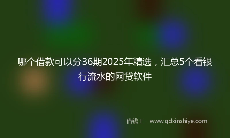 哪个借款可以分36期2025年精选，汇总5个看银行流水的网贷软件