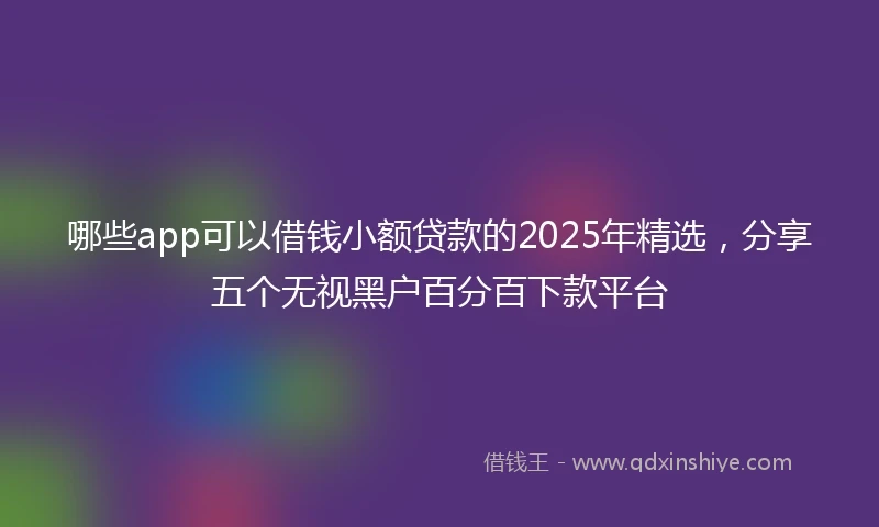 哪些app可以借钱小额贷款的2025年精选，分享五个无视黑户百分百下款平台