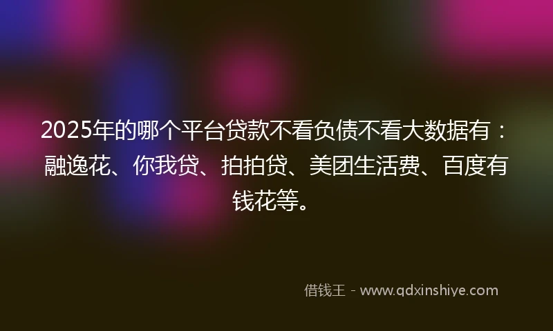 2025年的哪个平台贷款不看负债不看大数据有：融逸花、你我贷、拍拍贷、美团生活费、百度有钱花等。