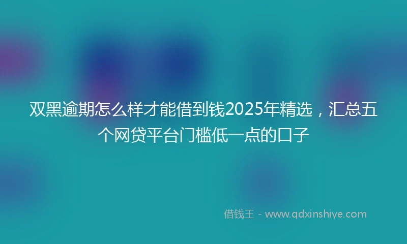 双黑逾期怎么样才能借到钱2025年精选，汇总五个网贷平台门槛低一点的口子
