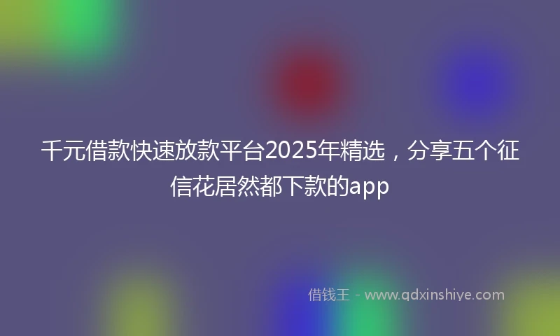 千元借款快速放款平台2025年精选，分享五个征信花居然都下款的app