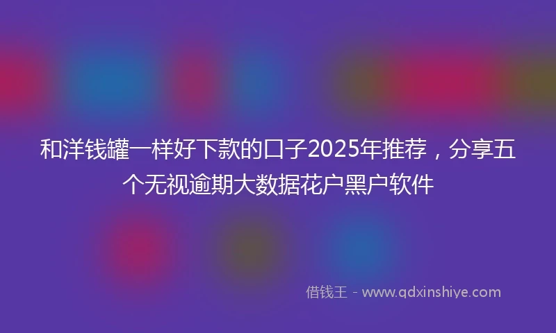 和洋钱罐一样好下款的口子2025年推荐，分享五个无视逾期大数据花户黑户软件