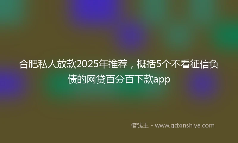 合肥私人放款2025年推荐，概括5个不看征信负债的网贷百分百下款app