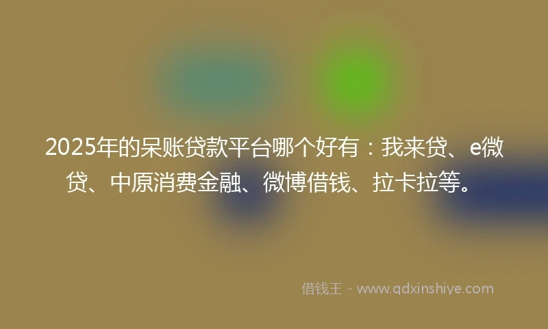 2025年的呆账贷款平台哪个好有：我来贷、e微贷、中原消费金融、微博借钱、拉卡拉等。
