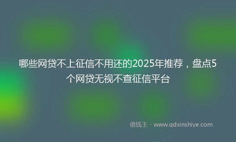 哪些网贷不上征信不用还的2025年推荐，盘点5个网贷无视不查征信平台
