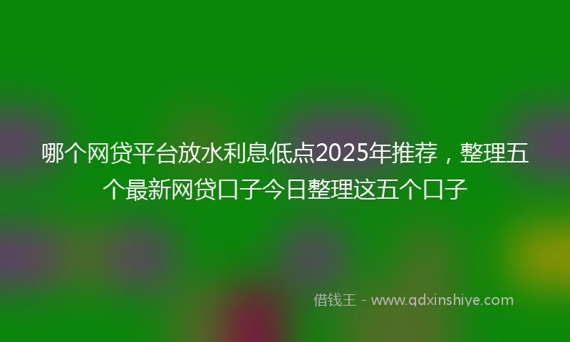 哪个网贷平台放水利息低点2025年推荐，整理五个最新网贷口子今日整理这五个口子