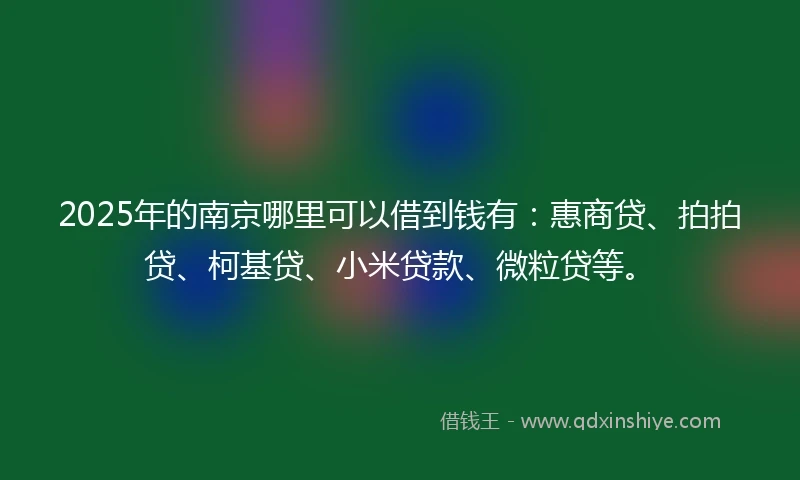 2025年的南京哪里可以借到钱有：惠商贷、拍拍贷、柯基贷、小米贷款、微粒贷等。