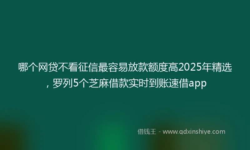 哪个网贷不看征信最容易放款额度高2025年精选，罗列5个芝麻借款实时到账速借app