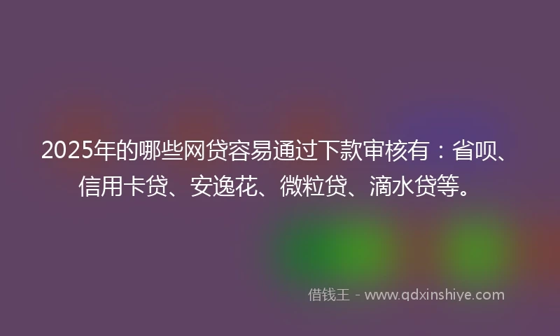 2025年的哪些网贷容易通过下款审核有：省呗、信用卡贷、安逸花、微粒贷、滴水贷等。