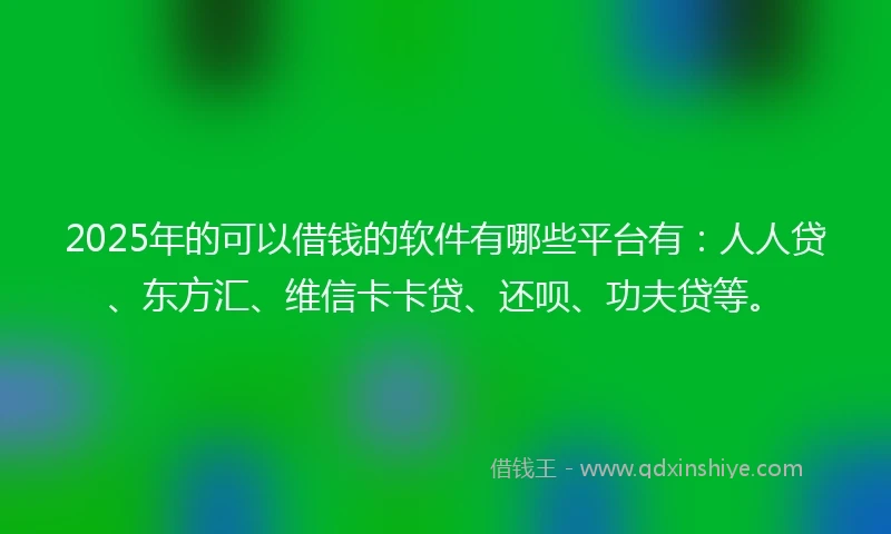 2025年的可以借钱的软件有哪些平台有:人人贷、东方汇、维信卡卡贷、还呗、功夫贷等。