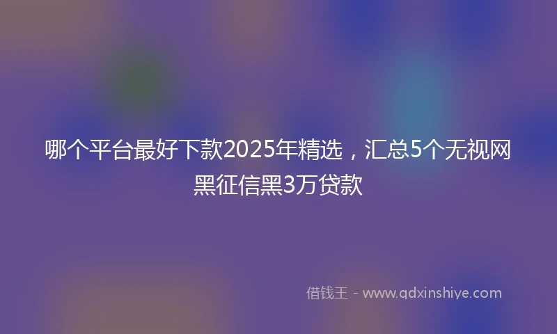 哪个平台最好下款2025年精选，汇总5个无视网黑征信黑3万贷款