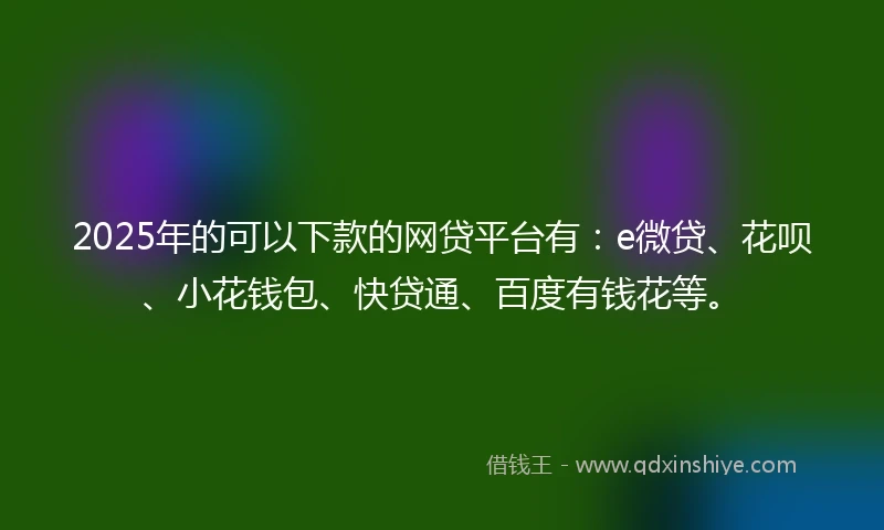 2025年的可以下款的网贷平台有：e微贷、花呗、小花钱包、快贷通、百度有钱花等。