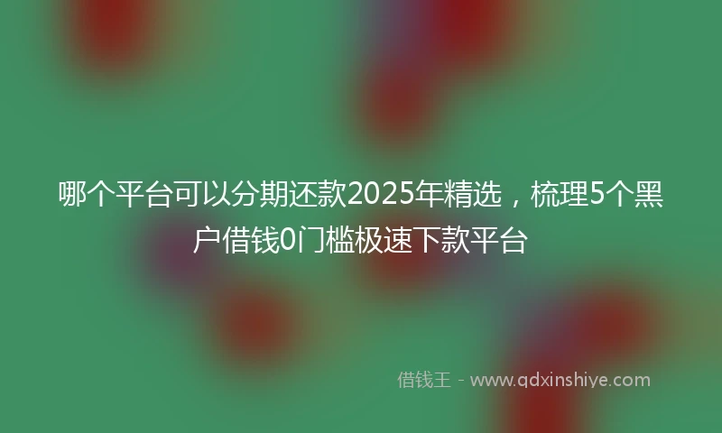 哪个平台可以分期还款2025年精选，梳理5个黑户借钱0门槛极速下款平台