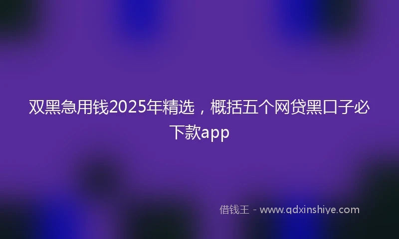双黑急用钱2025年精选，概括五个网贷黑口子必下款app