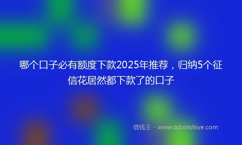 哪个口子必有额度下款2025年推荐，归纳5个征信花居然都下款了的口子