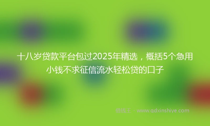 十八岁贷款平台包过2025年精选，概括5个急用小钱不求征信流水轻松贷的口子