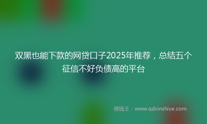 双黑也能下款的网贷口子2025年推荐，总结五个征信不好负债高的平台