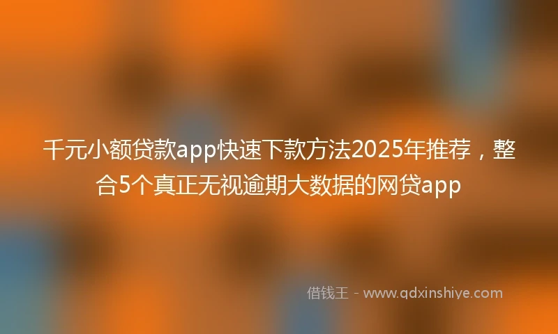 千元小额贷款app快速下款方法2025年推荐，整合5个真正无视逾期大数据的网贷app