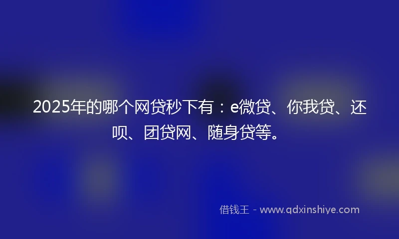 2025年的哪个网贷秒下有：e微贷、你我贷、还呗、团贷网、随身贷等。