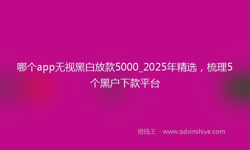 哪个app无视黑白放款5000_2025年精选，梳理5个黑户下款平台